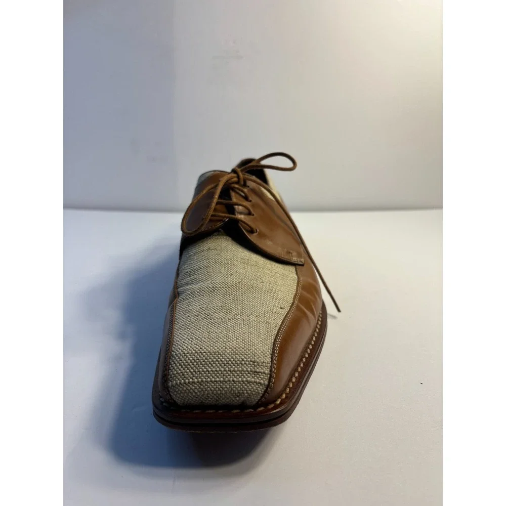Bachrach Oxford Dress Shoes Men's US‎ 10M Brown Tan Leather Square Toe Lace Up